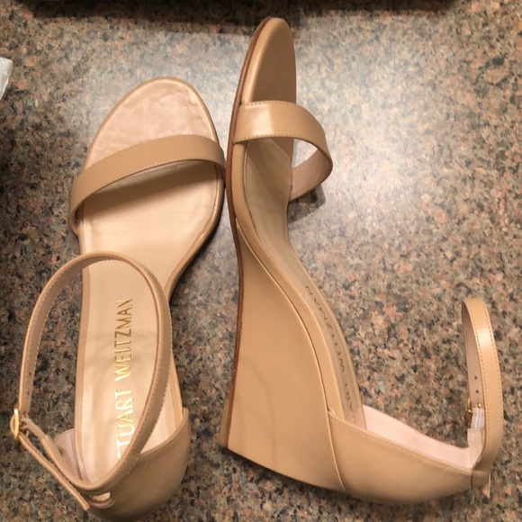 Stuart Weitzman nude wedge sandal WORN ONCE